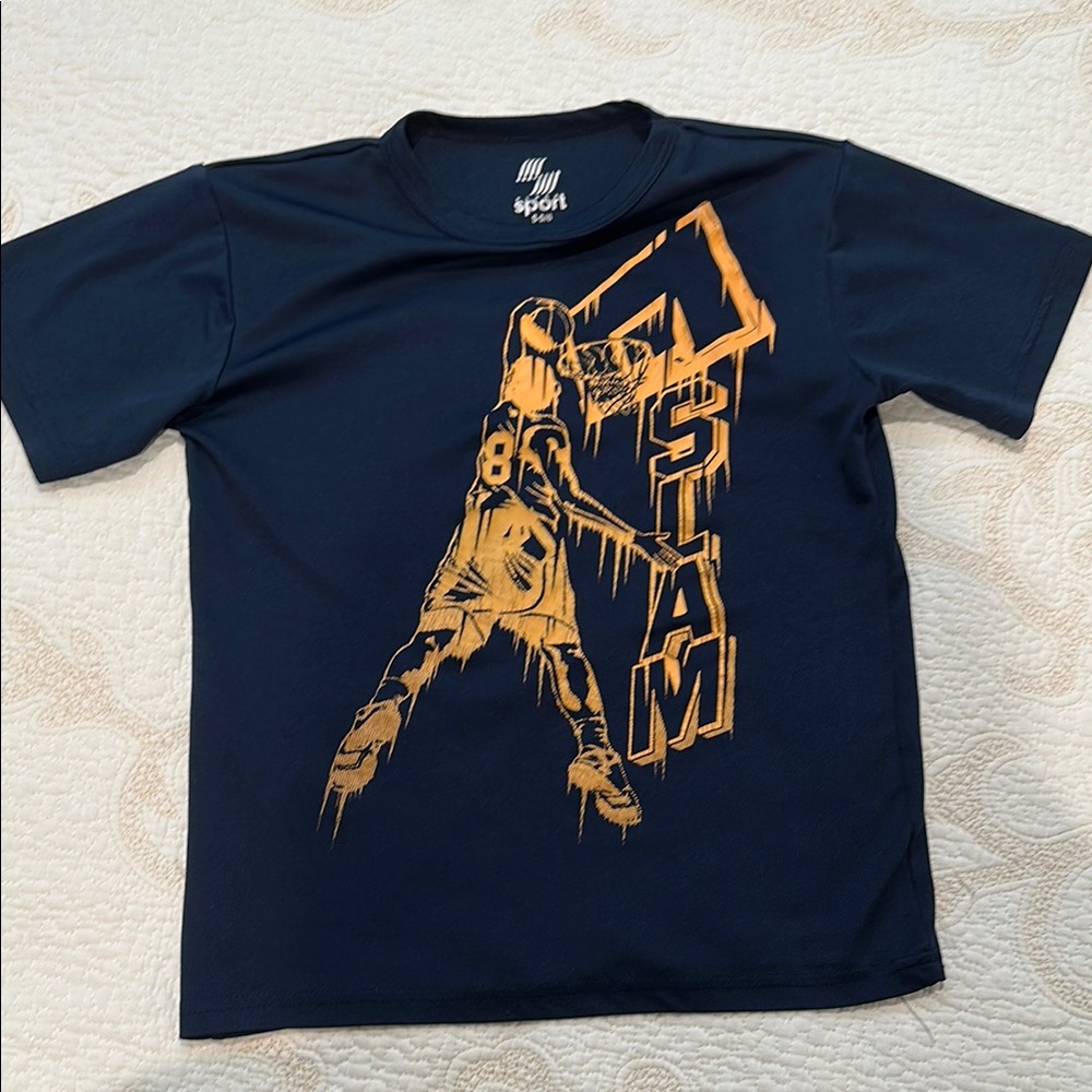 Sporto Kids Slam Dunk Tee - Dark Blue and Bright Orange